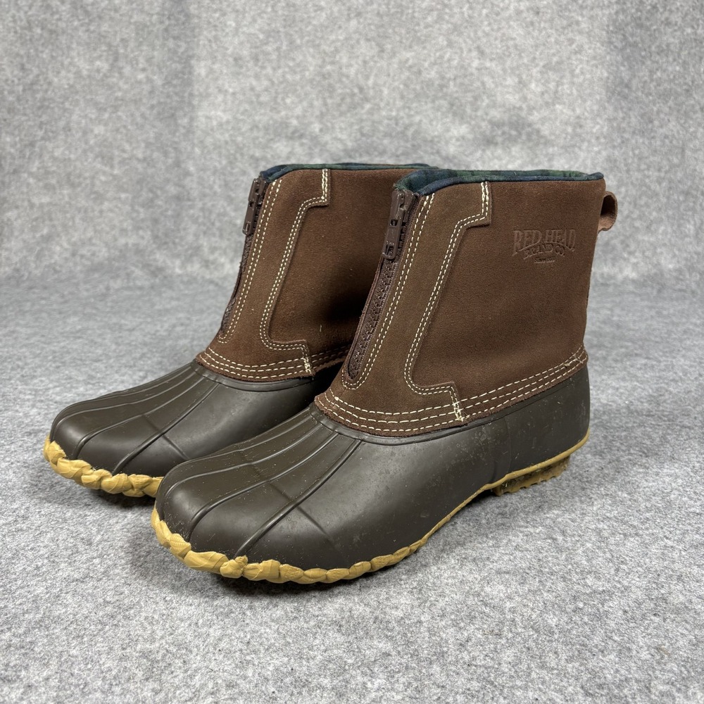 RedHead ASC II Duck Boots 9 Brown Front Zip Thinsulate Waterproof Leather